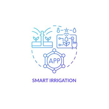 Smart irrigation blue gradient concept icon