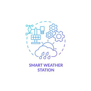 Smart weather station blue gradient concept icon. Gadget for farmers abstract idea thin line illustration. Gather real-time data outside. Isolated outline drawing. Myriad Pro-Bold font used