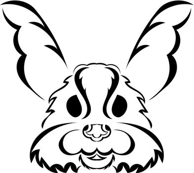 Head of a hare tattoo. Isolated symbol of 2023. Vector.