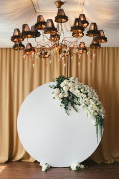 Beautiful round wedding arch before the ceremony