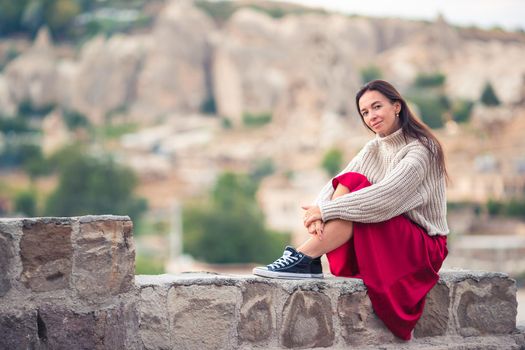 Beautiful woman on vacation in Cappadocia