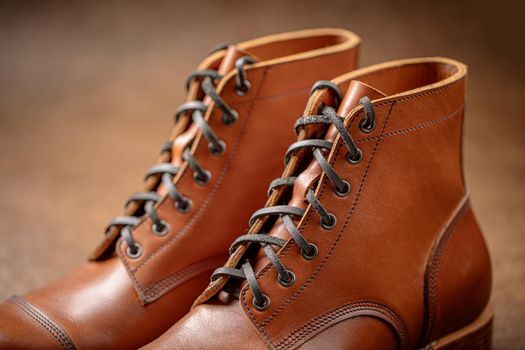 Handcrafted brown leather boots