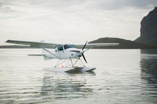 Seaplane in the Indian Ocean on the island of Mauritius