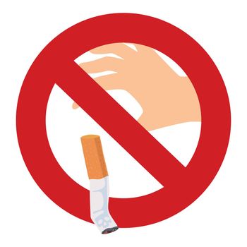 Cigarette butt No Smoking Sign icon