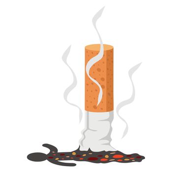 Cigarette butt icon Flat vector concept