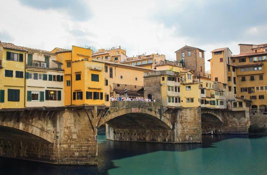 Colourful 'Ponte Vecchio' bridge, centre of Florence, Italy.