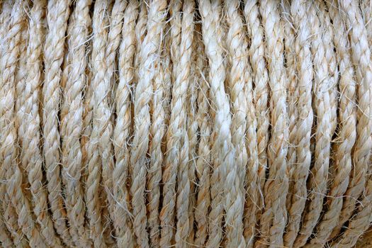 Wicker rope in a hardware store. Background.