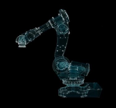 Industrial Robotic Arms Hologram. Interface element