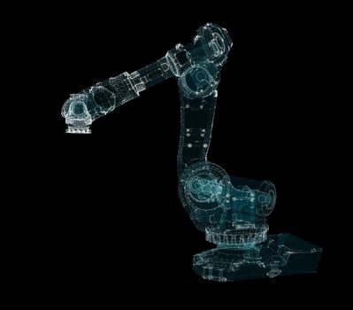 Industrial Robotic Arms Hologram. Interface element