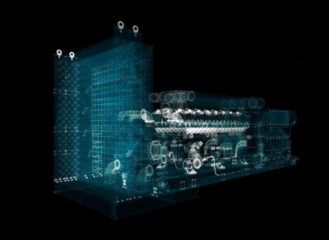 Hologram Large industrial Diesel generator. Energy Concept