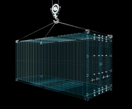 Cargo Shipping Container Hologram. Transport and Technology Concept