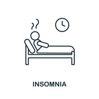 Insomnia icon. Line element from psychotherapy collection. Linear Insomnia icon sign for web design, infographics and more.