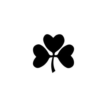 Shamrock Sprig, Lucky Irish Clover Leaf. Flat Vector Icon illustration. Simple black symbol on white background. Shamrock Sprig, Lucky Irish Clover sign design template for web and mobile UI element.
