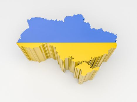 Ukraine map with Ukrainian flag