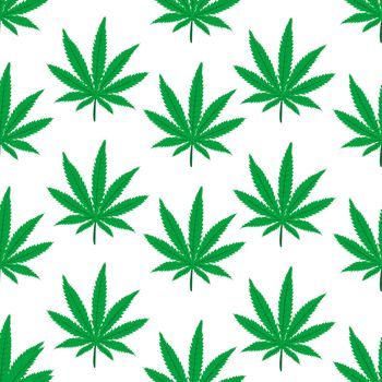 Marijuana leaf seamless pattern in polka dot style