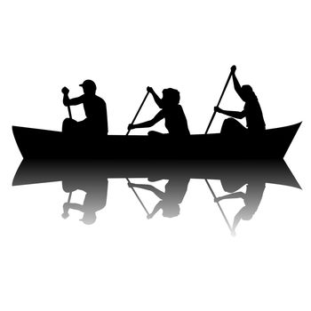 Boat team isolated on white background with shadows