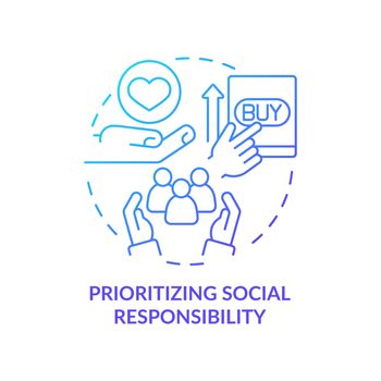 Prioritizing social responsibility blue gradient concept icon