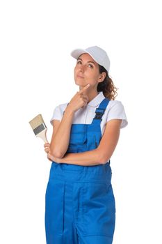 Female house painter with paint brush