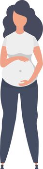 Full length pregnant woman. Well built pregnant female character. Isolated. Flat vector illustration.