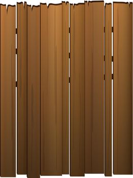 Wooden fence isolated on white background with parallel plank old. Vector illustration