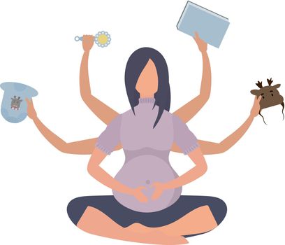 Yoga for pregnant women. Happy pregnancy. Isolated. Flat vector illustration.