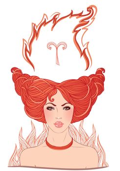 Aries astrological sign as a redhead girl