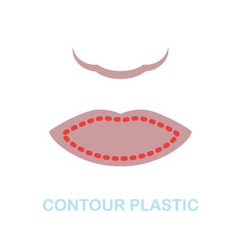 Contour Plastic flat icon. Colored element sign from cosmetology collection. Flat Contour Plastic icon sign for web design, infographics and more.