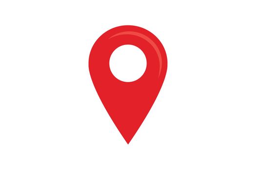 Location icon, simple symbol. Red pin sign.