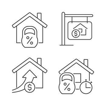 Buying house linear icons set