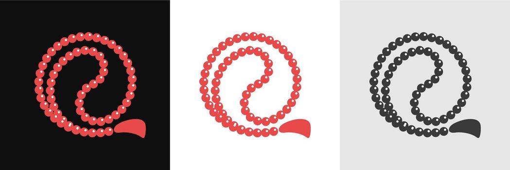 Holy rosary or buddhist mala, prayer beads logo vector icon