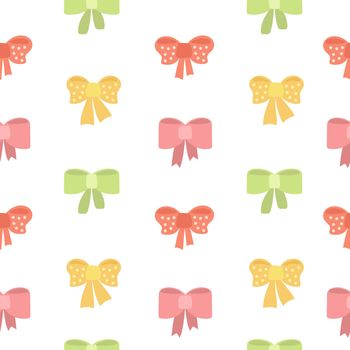 Seamless pattern with cartoon bows in bright colors. Cute childrens vector