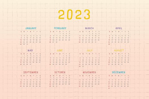 2023 calendar with multicolor cute childish design