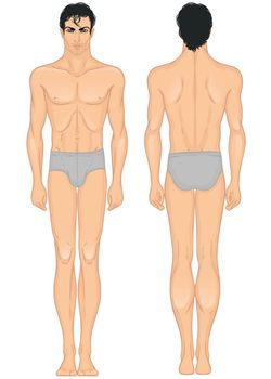 Young Arab or Latino type man's full length standing body template