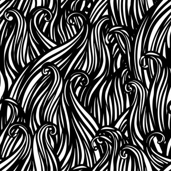 Vector seamless black and white abstract hand-drawn pattern