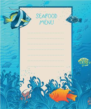 Seafood menu design background template