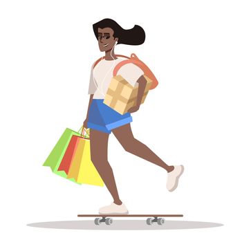 Millennial shopper semi flat RGB color vector illustration