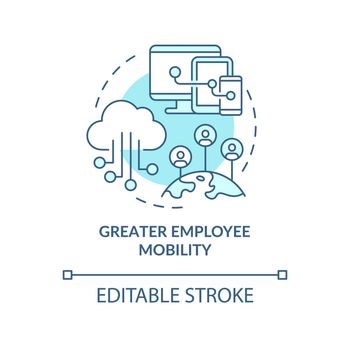 Greater employee mobility turquoise concept icon