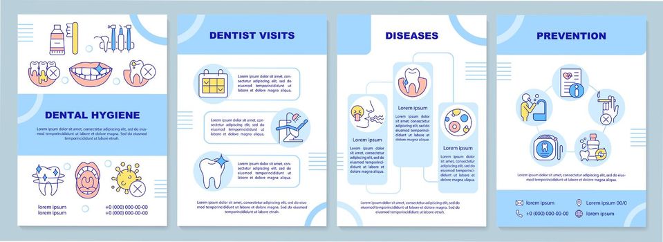 Dental hygiene blue brochure template