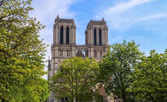 Notre Dame Cathedral in spring. Before the fire. April 05, 2019. Paris France