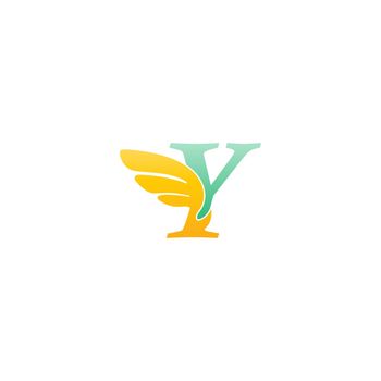 Letter Y logo icon illustration with wings