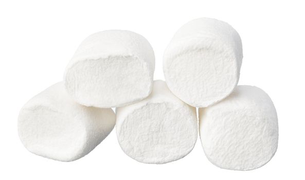 Heap of delicious marshmallows isolated on white background