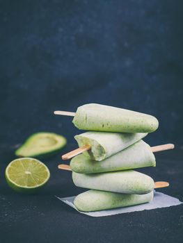 avocado lime popsicle, copy space