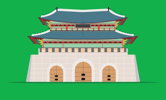 gwanghwamun gate gyeongbokgung palace in seoul south korea vector illustration eps10