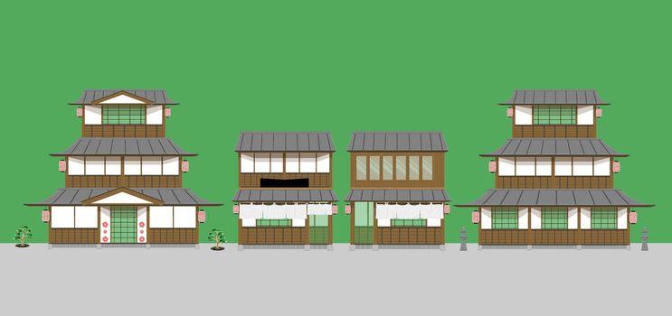 set of japanese old home and restaurants. vector illustration eps10