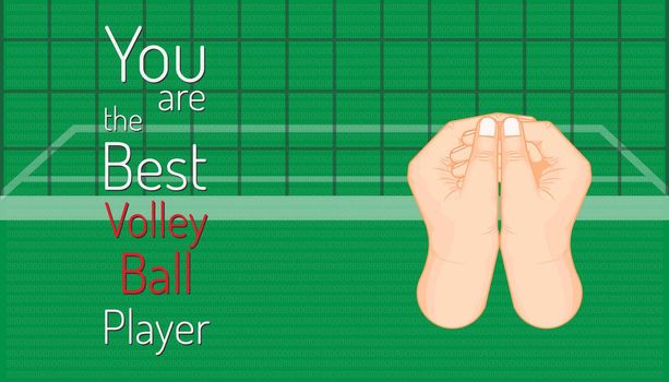 you are the best volley ball player. left hand holding right hand is ready to fair play. beautiful color background. vector illustration eps10