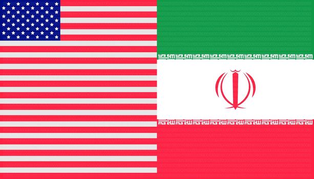 trade war concept. united states and iran flag background. vector illustration eps10