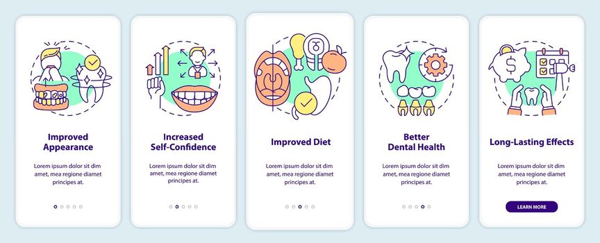 Cosmetic dentistry benefits onboarding mobile app screen