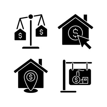Housing searching black glyph icons set on white space