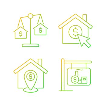 Housing searching gradient linear vector icons set