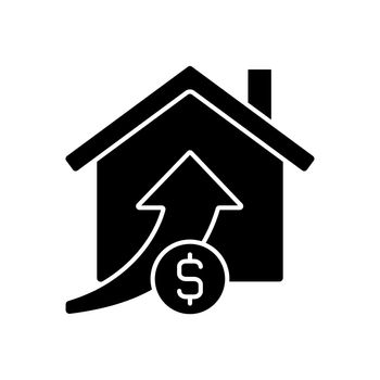 Rising property prices black glyph icon